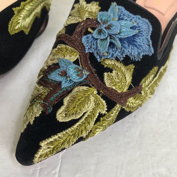 Mules Plates Alberta Ferretti – Taille 39 EU, Denim Floral – Occasion, Style à Enfiler